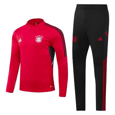 New Bayern Munich 1/4 Zip Kids Tracksuit 2022 Red - camisetasdefutbol