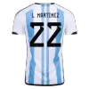 L. MARTINEZ #22 New Argentina Three Stars Jersey 2022 Home Soccer Shirt - camisetasdefutbol