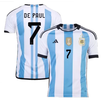 DE PAUL #7 New Argentina Three Stars Jersey 2022 Home Soccer Shirt - camisetasdefutbol