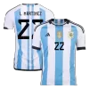 L. MARTINEZ #22 New Argentina Three Stars Jersey 2022 Home Soccer Shirt - camisetasdefutbol