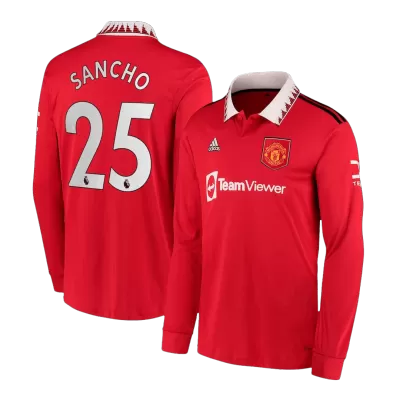 SANCHO #25 New Manchester United Jersey 2022/23 Home Soccer Long Sleeve Shirt - camisetasdefutbol