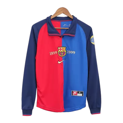 Vintage Barcelona Jersey 1999/00 Home Soccer Shirt Long Sleeve - camisetasdefutbol