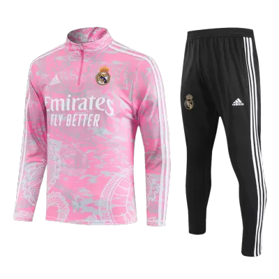 New Real Madrid 1/4 Zip Kids Tracksuit 2023/24 Pink - camisetasdefutbol