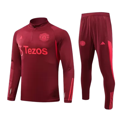 New Manchester United 1/4 Zip Tracksuit 2023/24 Red - camisetasdefutbol