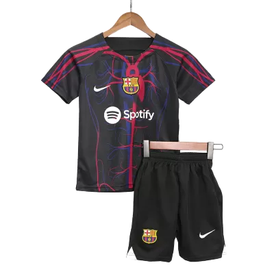 Kid's Nike Barcelona x Patta Soccer Jersey Kit(Jersey+Shorts) 2023/24 Black - camisetasdefutbol