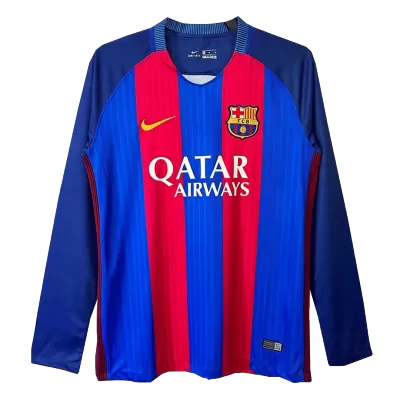 Vintage Barcelona Jersey 2016/17 Home Soccer Shirt Long Sleeve - camisetasdefutbol