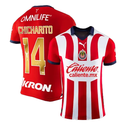 Gold CHICHARITO #14 New Chivas Jersey 2023/24 Home Soccer Shirt - camisetasdefutbol